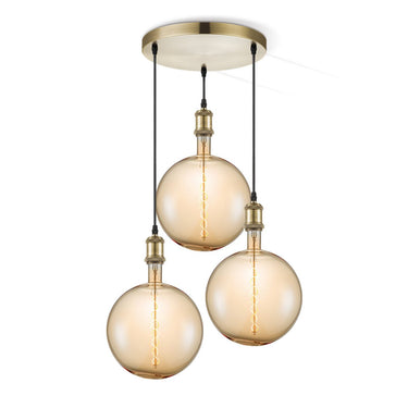 Home Sweet Home hanglamp vintage rond Globe - 3 LED -dimbaar E27 amber