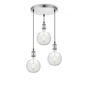 Home Sweet Home hanglamp chroom rond Globe 3L G125 dimbaar E27 helder