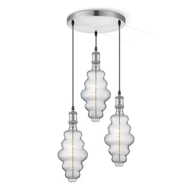 Home Sweet Home hanglamp chroom rond Cloud 3L dimbaar E27 helder