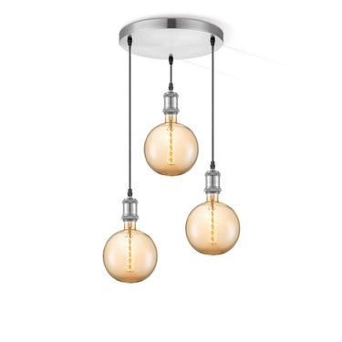 Home Sweet Home hanglamp chroom vintage rond 3 LED -dimbaar E27 amber