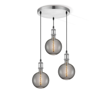 Home Sweet Home hanglamp chroom vintage rond 3L G180 dimbaar E27 rook