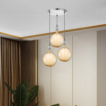 Home Sweet Home hanglamp chroom rond Globe 3 LED -dimbaar E27 amber