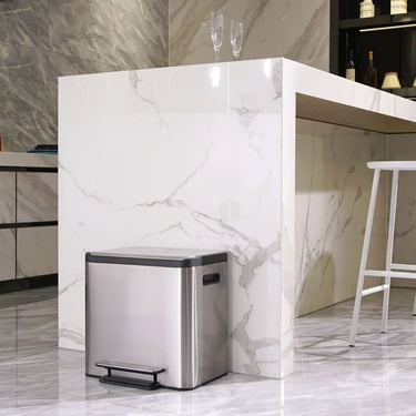 EKO Poubelle à pédale EcoCasa 2x15 L Argenté mat