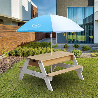 AXI Sand and water picnic table Nick with brown parasol and