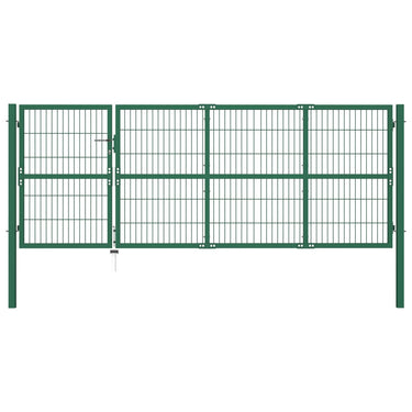 Gartentor mit Pfosten 350 x 120 cm Stahl Grün