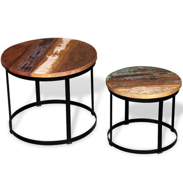 2-piece round coffee table set 40/50 cm rough mango wood