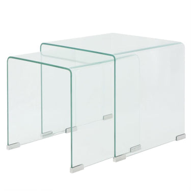 Bijzettafel set 3-dlg transparant gehard glas