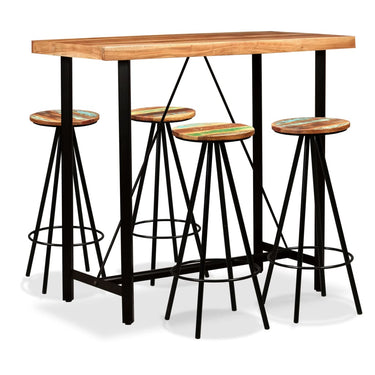 7-piece bar set solid acacia wood and recycled wood