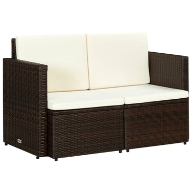 2-Sitzer-Gartensofa mit Auflagen Schwarz Poly Rattan