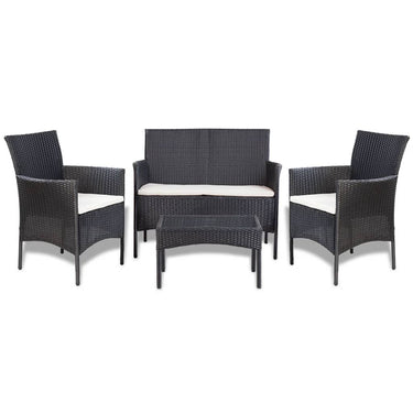 4-delige Loungeset met kussens poly rattan