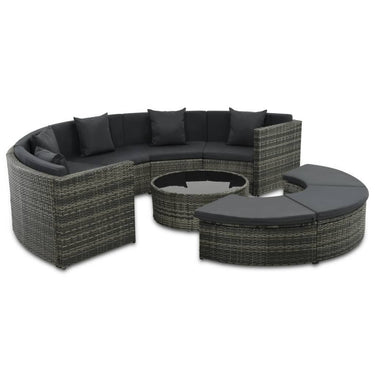 7-piece lounge set with cushions poly rattan gray