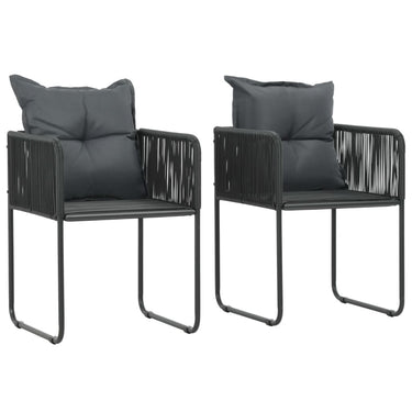 Chaises d'extérieur lot de 2 avec oreillers Résine tressée Noir