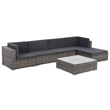 6-piece lounge set with cushions poly rattan