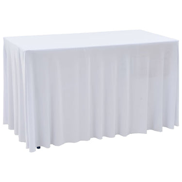 Nappes élastiques de table avec jupon 2 pcs 120x74 cm Blanc