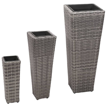 Lits surélevés de jardin 3 pcs Résine tressée Gris