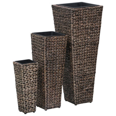 Lits surélevés 3 pcs Jacinthe d'eau Marron foncé