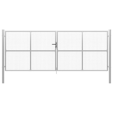 Gartentor Verzinkter Stahl 415 x 200 cm Silbern