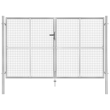 Gartentor Verzinkter Stahl 306 x 200 cm Silbern
