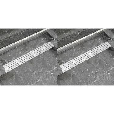 Lineare Duschrinnen 2 Stk. Linien 830 x 140 mm Edelstahl