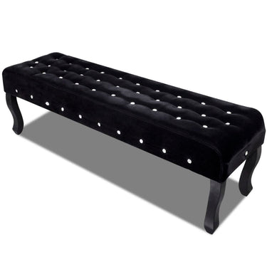 Bench with crystal buttons velvet fabric black