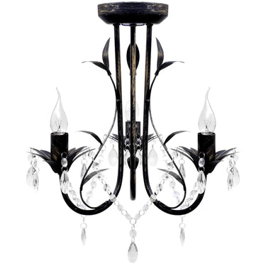 Decknlampe Art Novau mit Kristallperlen 3 x E14