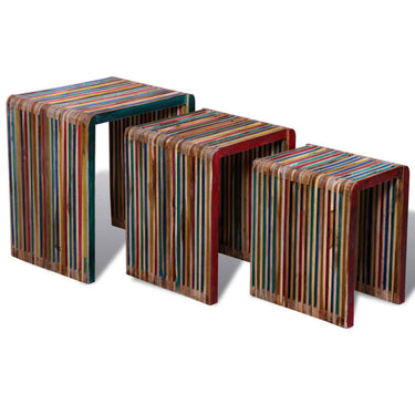 Table gigogne 3 pcs Teck recyclé