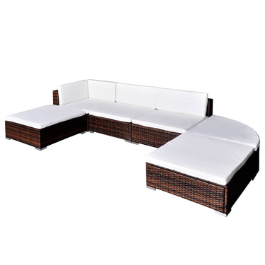 6-piece lounge set with cushions poly rattan