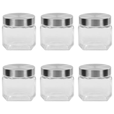Opbergpotten met zilverkleurig deksel 6 st 800 ml