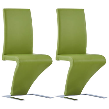 Chaises à manger avec forme de zigzag lot de 2 vert similicuir