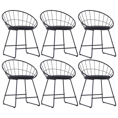 Chaises à manger similicuir lot de 6 noir acier