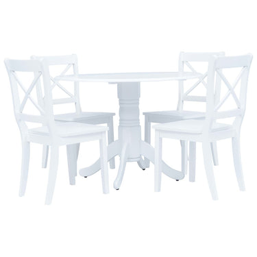 5-piece dining set solid rubberwood white