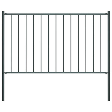 Zaunfeld mit Pfosten Pulverbeschichteter Stahl 1,7x1m Anthrazit