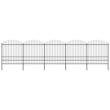 Tuinhek met speren bovenkant (1,5-1,75)x1,7 m staal zwart