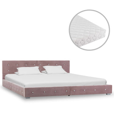 Bed with velvet pink mattress 180x200 cm
