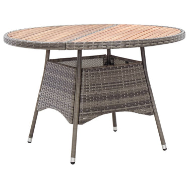 Tuintafel 115x74 cm poly rattan en massief acaciahout grijs