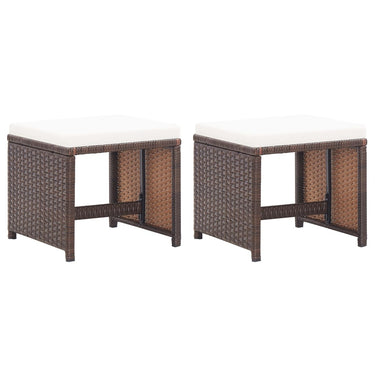 Tuinkrukken 2 st met kussens poly rattan beige