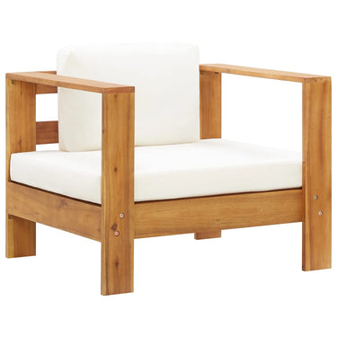 2-piece lounge set with cream white cushions acacia wood