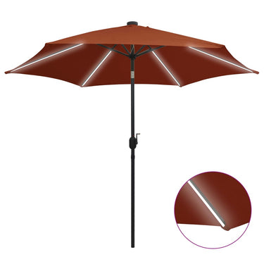 Parasol met LED-verlichting en aluminium paal 300 cm terracotta
