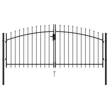Zauntor Doppelflügel mit Speerspitzen Stahl 3 x 1,25 m Schwarz
