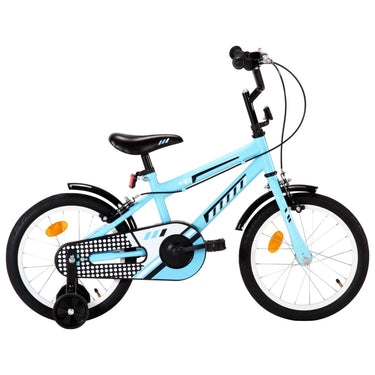 Kinderfiets 14 inch zwart en blauw