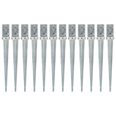 Erdspieße 12 Stk. Silbern 8×8×76 cm Verzinkter Stahl