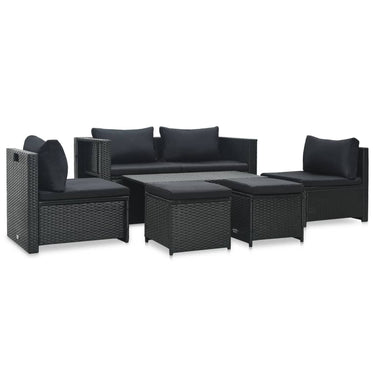 6-piece lounge set with cushions poly rattan