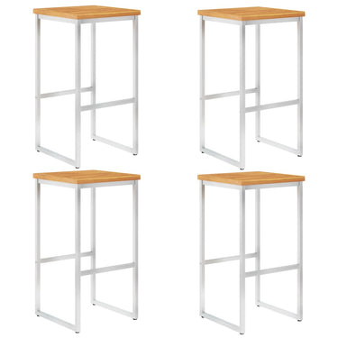 Barstoelen 4 st massief acaciahout en roestvrij staal