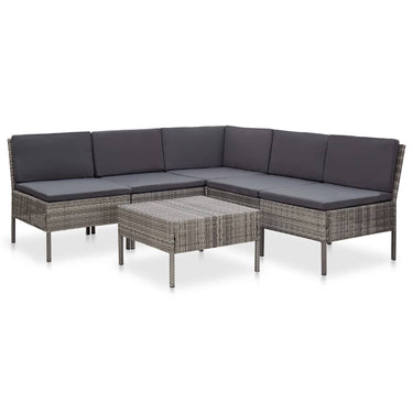 6-piece lounge set with cushions poly rattan