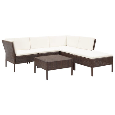 6-piece lounge set with cushions poly rattan