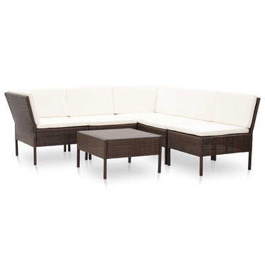 6-piece lounge set with cushions poly rattan