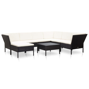 8-delige Loungeset met kussens poly rattan