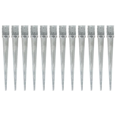 Grondpinnen 12 st 7x7x75 cm gegalvaniseerd staal zilverkleurig