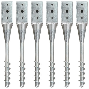 Erdspieße 6 Stk. Silbern 7×7×56 cm Verzinkter Stahl