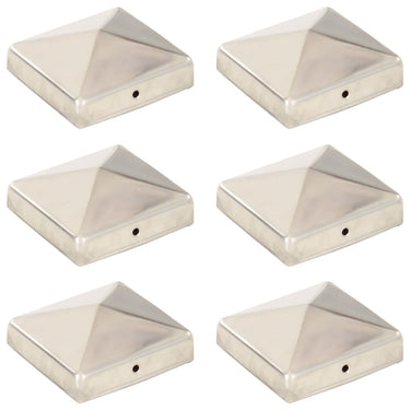 Paalkappen 6 st piramide 81x81 mm roestvrij staal